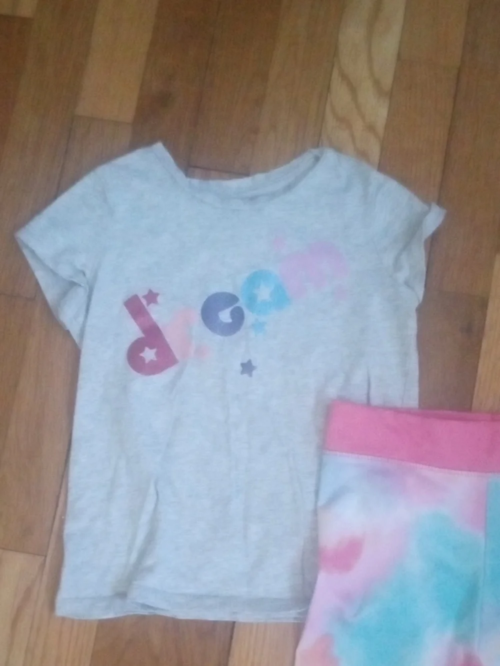 girl 6 drifit tie dye shorts and tee